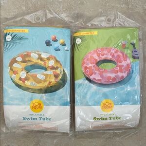 Sun Squad Inflatable Pool Swim Tube Set of 2-31”NWT